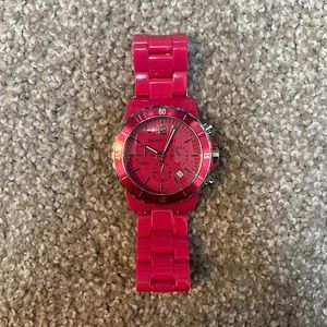 Hot pink acrylic Michael Kors watch